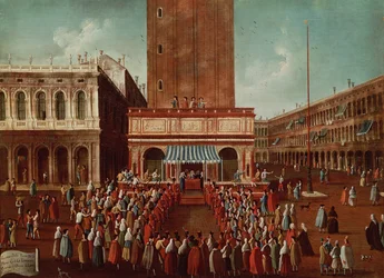 Öffentliche Lotterie an der Loggetta, der Piazza San Marco, Venedig